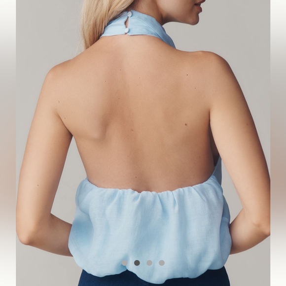 Anthropologie Layered Halter Sleeveless Top Sky Blue SZ XLG NWT Whimsical Fairy - Picture 2 of 11